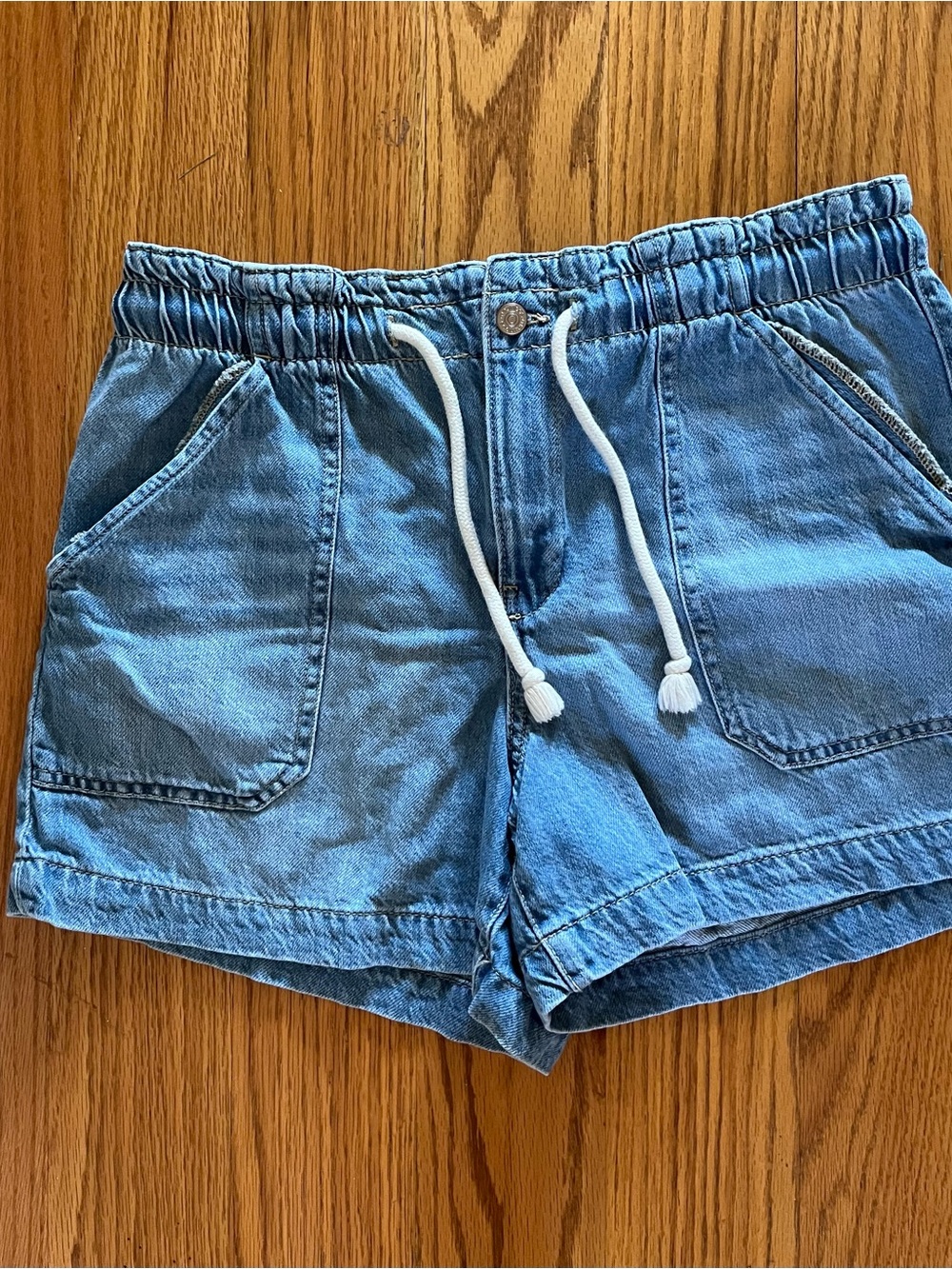Maurices Light Blue Denim Drawstring Shorts
